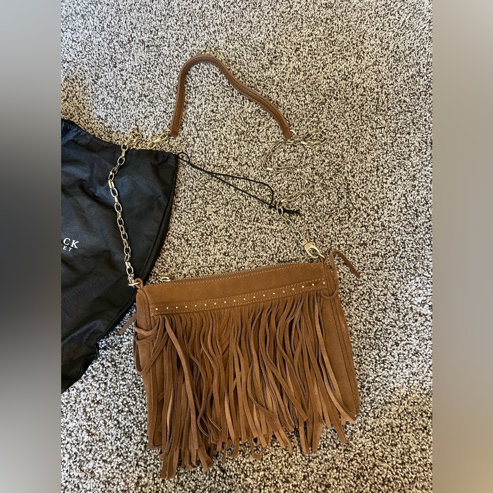 White House Black Market Brown Purse with Gold Detailing